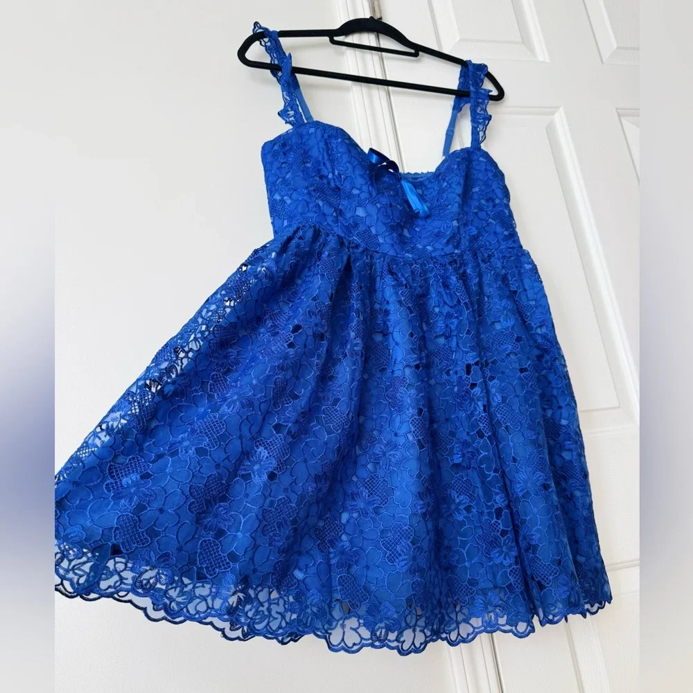 Anthropologie Blue Lace Mini Dress - Picture 9 of 14